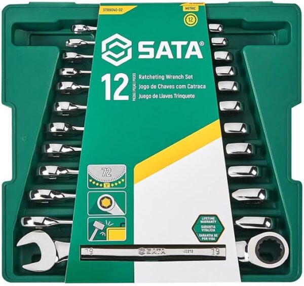 Kit de chaves de catraca SATA ST09040-02, 12 peças